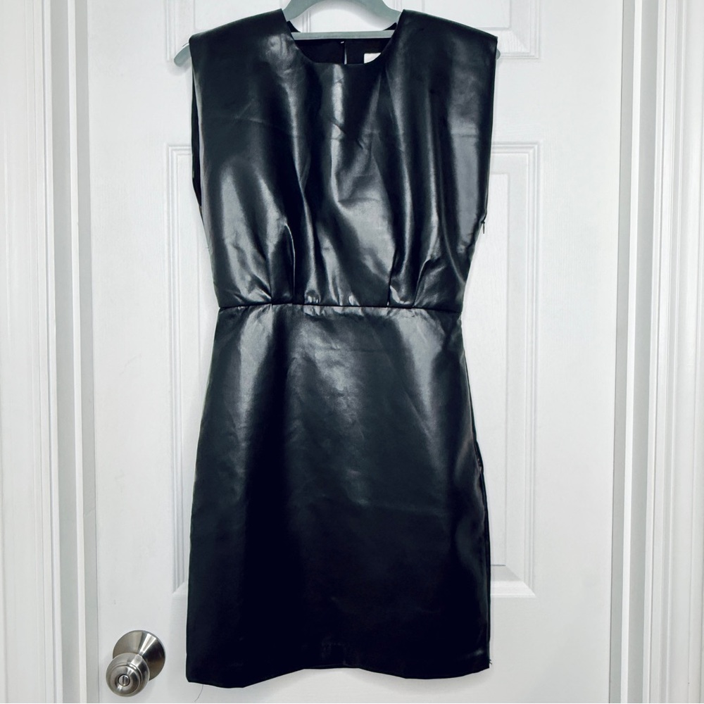 BISHOP & YOUNG - Hayden Faux Leather Dress - SMALL - black - like new